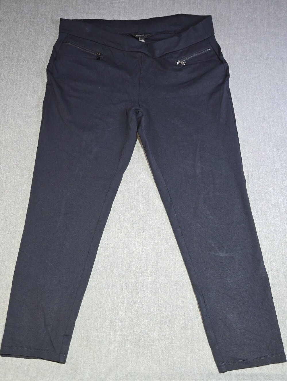 Ann Taylor Womens Large Navy Blue Zip Pocket Pull On Ponte Leggings Ankle Pants